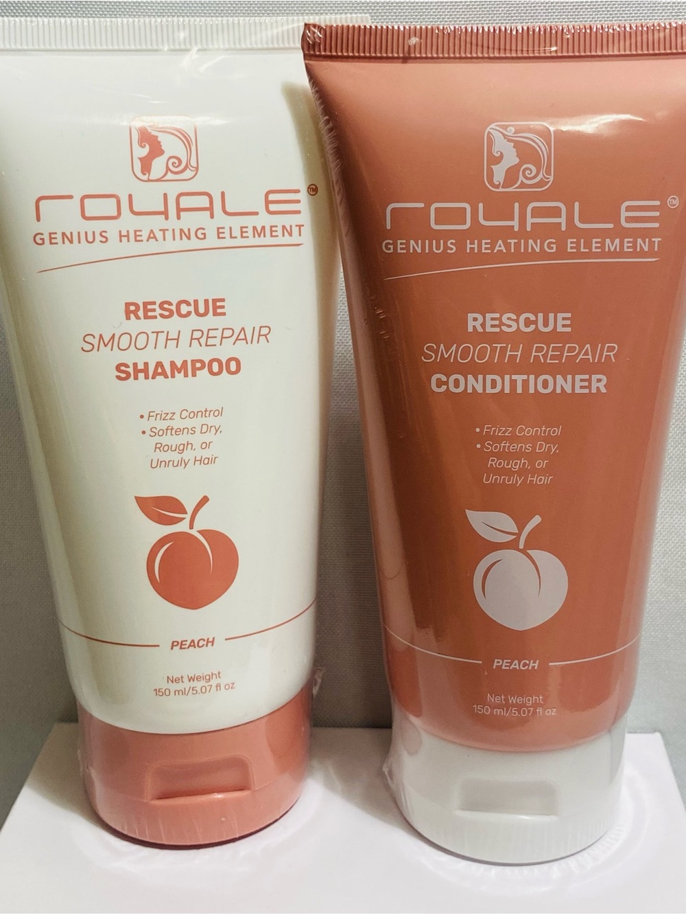 Royale Rescue Smooth Repair Peach Shampoo & Conditioner Set 150ml Sealed